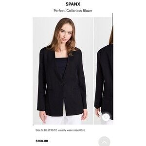 NEW SPANX L perfect collarless blazer Classic Black